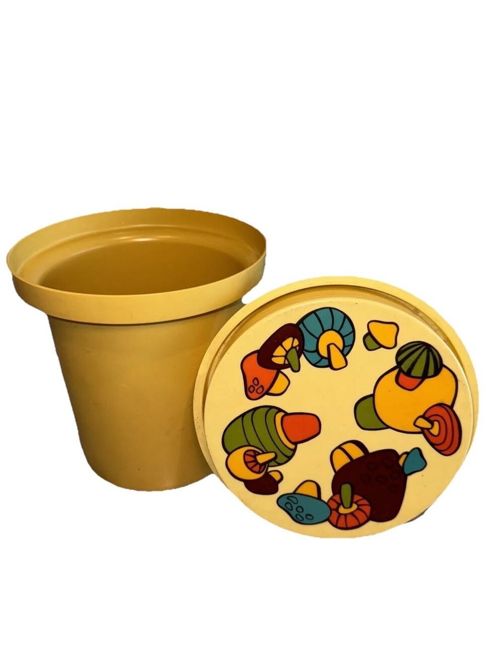 Vintage Lg Rubbermaid Mushroom Canister Storage Container Jar 1970s Hippie 9"